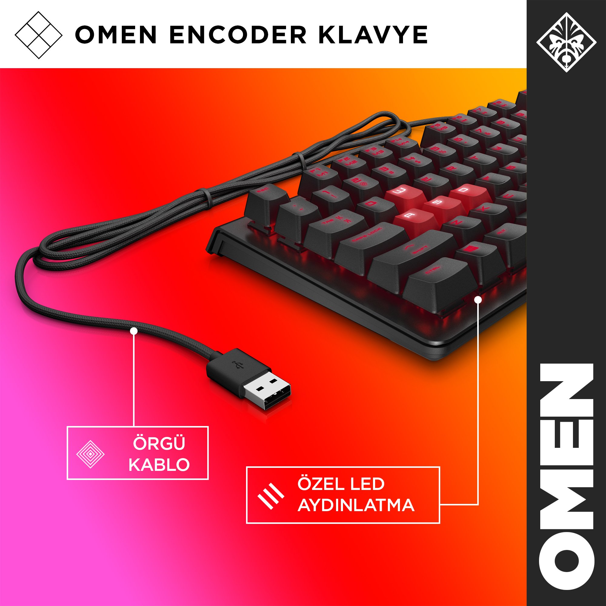 HP OMEN Encoder Oyuncu Klavyesi Brown Cherry Keys 6YW75AA, 45 OFF