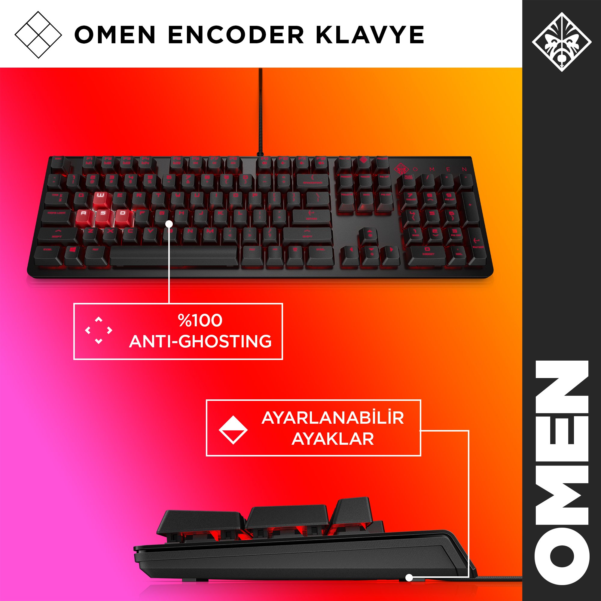HP 6YW75AA OMEN Encoder Klavye Brown Cherry Keys