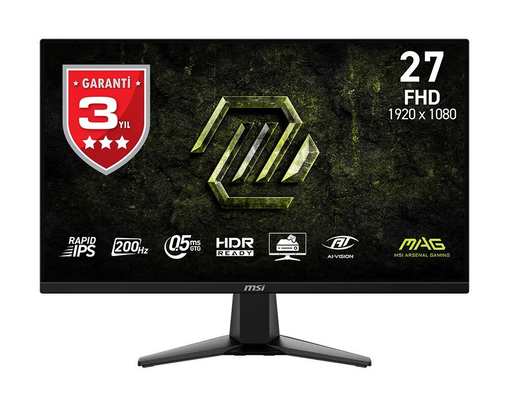 MSI 27'' MAG 275F E20 1920x1080 (FHD) 16:9 FLAT RAPID IPS 200HZ 0.5MS (Min.) ADAPTIVE-SYNC GAMING MONITOR