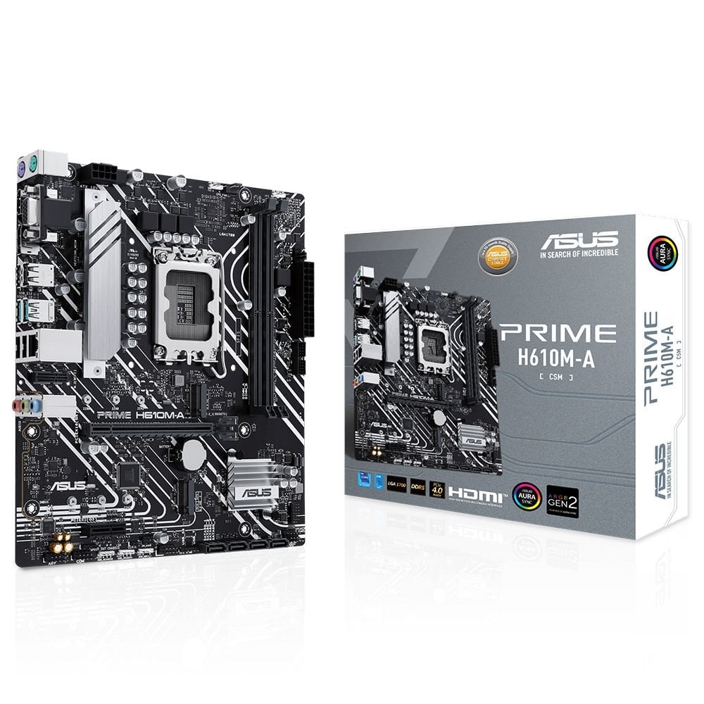 Asus Prime H610M-A-CSM Intel H610 LGA1700 3200MHz DDR5 M2 HDMI VGA Usb 3.2 RGB mATX Anakart
