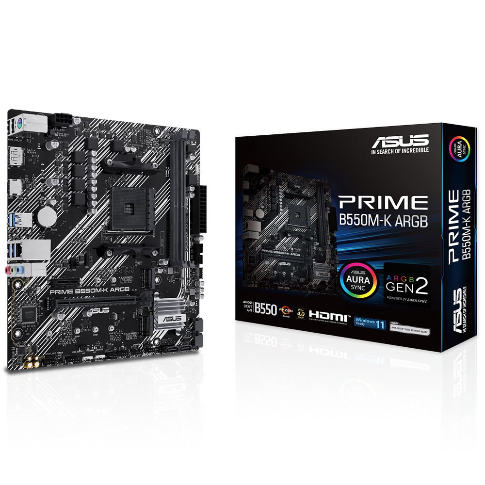 Asus Prime B550M-K ARGB AMD B550 AM4 4866MHZ DDR4 M2 Usb 3.2 RGB mATX Anakart