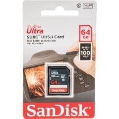 SanDisk Ultra 64GB 100MB/s SDHC/SDXC Class 10 UHS-I Hafıza Kartı SDSDUNR-064G-GN3IN