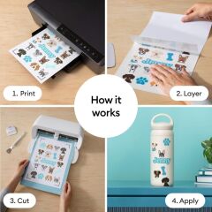 Cricut 2011889 Yazdirilabilir Suya Dayanikli Beyaz Holografik Sticker Seti A4 5 Sayfa