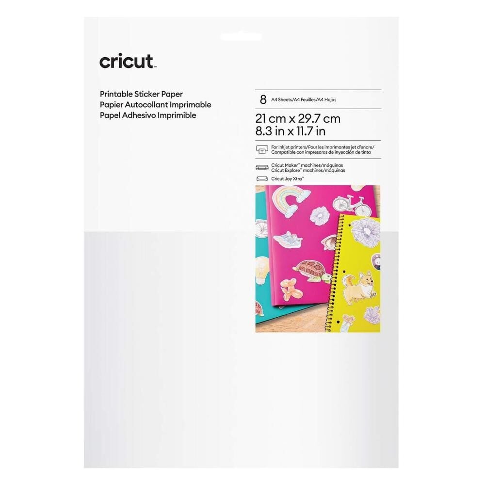 Cricut 2011743 Printable Sticker Kağidi A4 - 8 Sayfa Beyaz