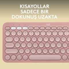 Logitech Pebble Keys 2 K380s Multi-Device Bluetooth Klavye - Pudra Pembe 920-011861