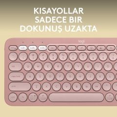Logitech Pebble Keys 2 K380s Multi-Device Bluetooth Klavye - Pudra Pembe 920-011861