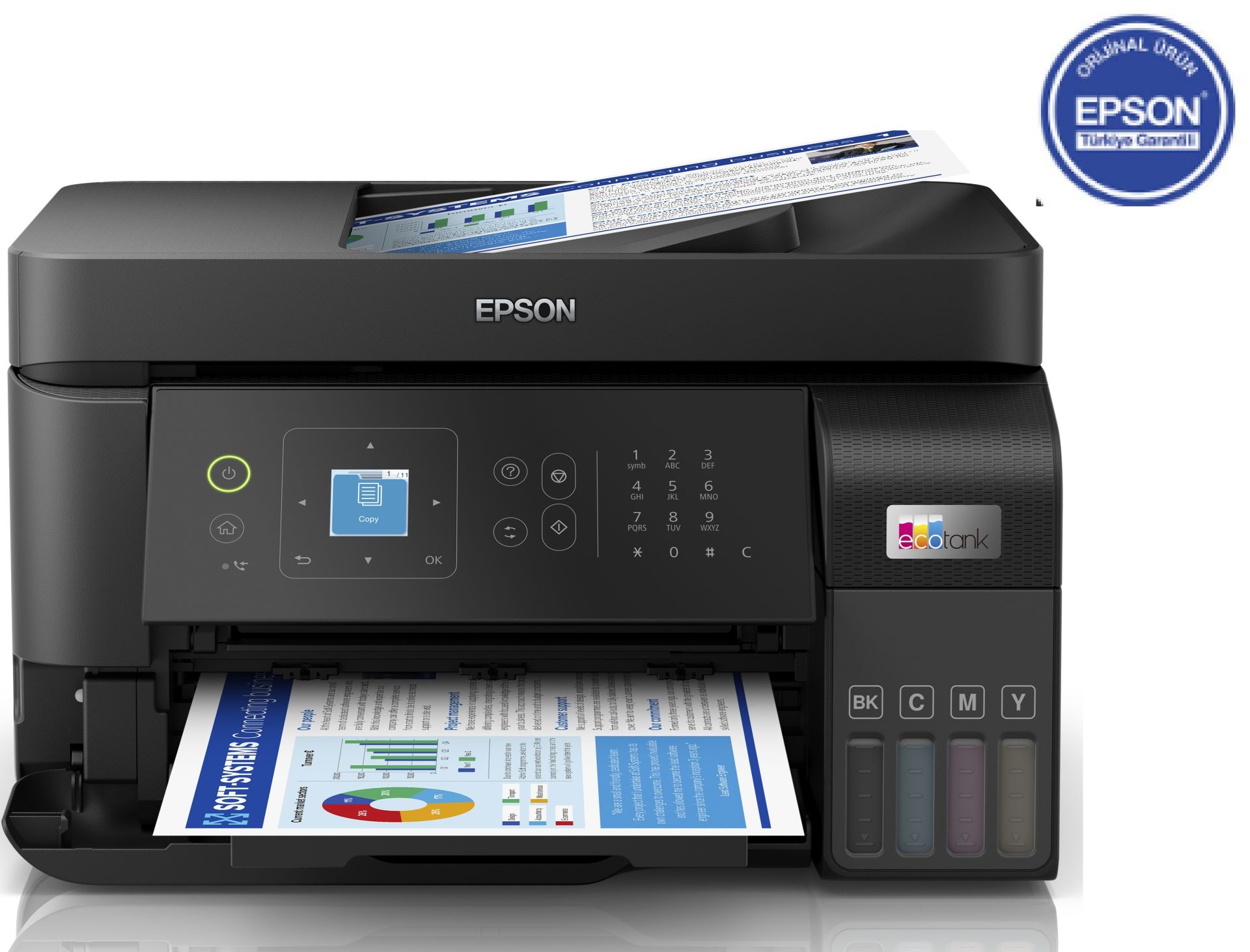 Epson EcoTank L5590 Wi-Fi+Tarayıcı+Fotokopi+Faks Renkli Çok Fonksiyonlu Tanklı Yazıcı C11CK57404