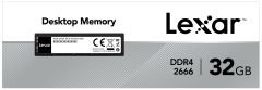 Lexar 32GB 3200Mhz DDR4 U-DIMM CL22 288 Pin 1.2V Ram Bellek LD4AU032G-B3200GSST