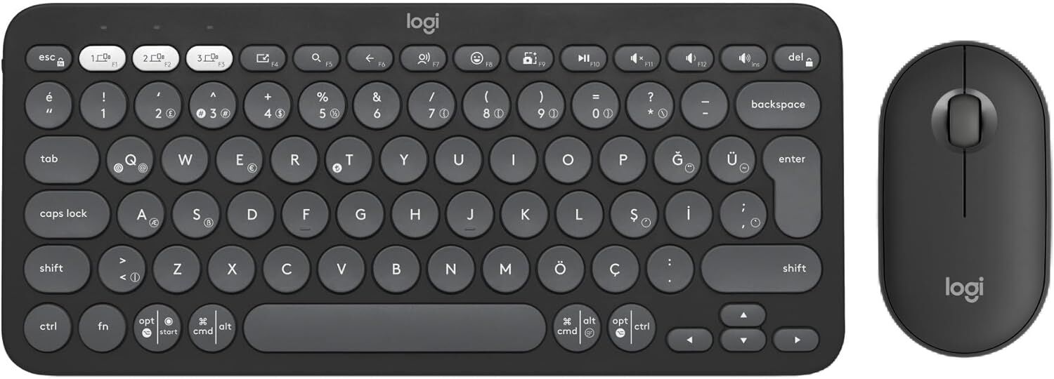 Logitech Pebble 2 Sessiz Kablosuz Türkçe Q Klavye ve Mouse Seti - Grafit 920-012245