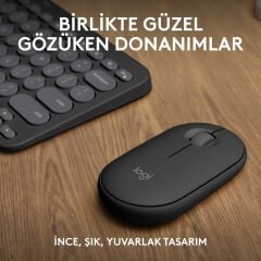 Logitech Pebble 2 Sessiz Kablosuz Türkçe Q Klavye ve Mouse Seti - Grafit 920-012245