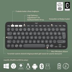 Logitech Pebble 2 Sessiz Kablosuz Türkçe Q Klavye ve Mouse Seti - Grafit 920-012245