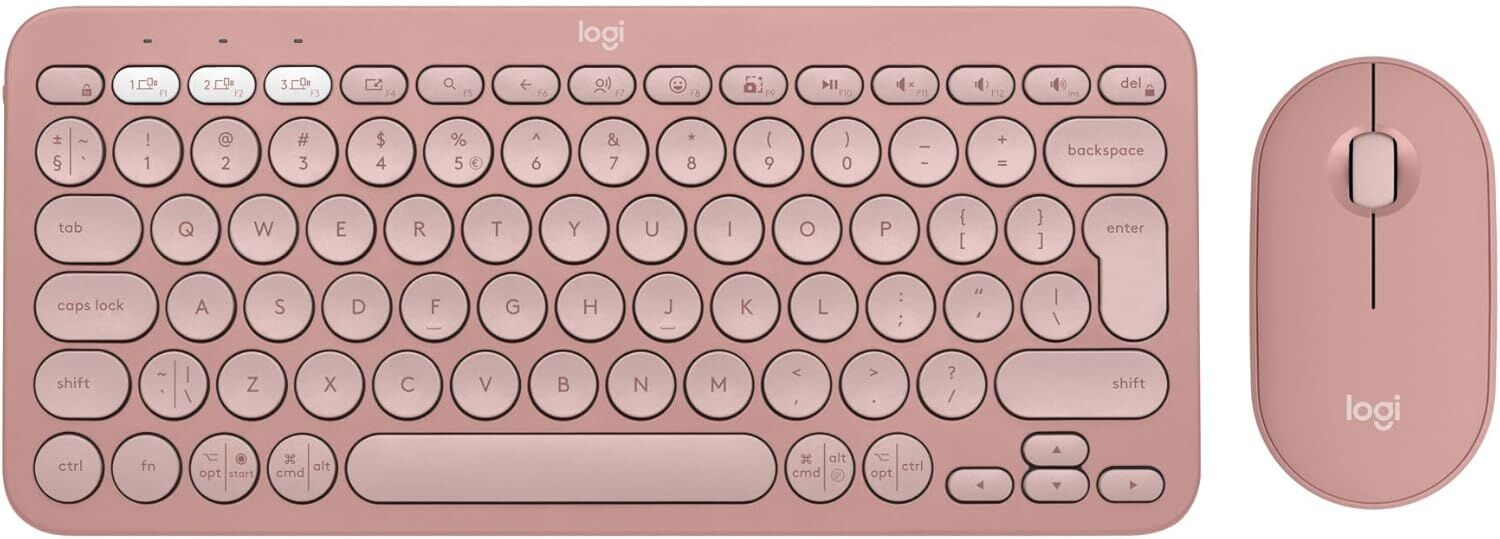 Logitech Pebble 2 Sessiz Kablosuz Türkçe Q Klavye ve Mouse Seti - Pembe 920-012247