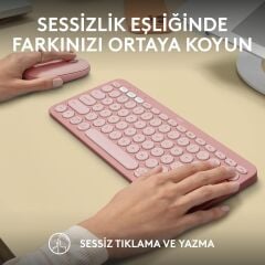 Logitech Pebble 2 Sessiz Kablosuz Türkçe Q Klavye ve Mouse Seti - Pembe 920-012247