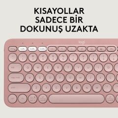 Logitech Pebble 2 Sessiz Kablosuz Türkçe Q Klavye ve Mouse Seti - Pembe 920-012247