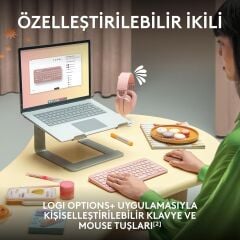 Logitech Pebble 2 Sessiz Kablosuz Türkçe Q Klavye ve Mouse Seti - Pembe 920-012247