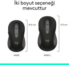 Logitech Signature M650 Küçük ve Orta Boy Sağ El Için Sessiz Kablosuz Mouse - Siyah 910-006253