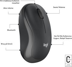 Logitech M240 Sessiz Kompakt Kablosuz Bluetooth Mouse - Siyah 910-007119
