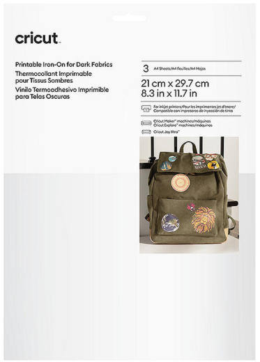 Cricut Yazdırılabilir Iron On Koyu Renk Kumaşlar İçin 3 Sayfa 2010523