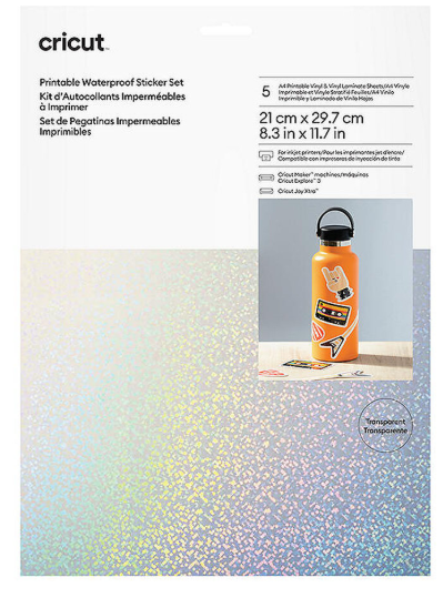 Cricut Yazdırılabilir Suya Dayanıklı Transparan Holografik Çıkartma Seti - A4 - 5 Sayfa 2010354