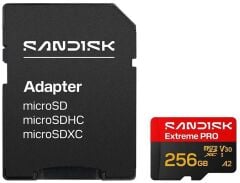 SANDISK Extreme PRO 256GB 250/170MB/s microSDXC UHS-I A2 V30 5K/4K Kamera Drone Hafıza Kartı SDSQXCJ-256G-GS6MA