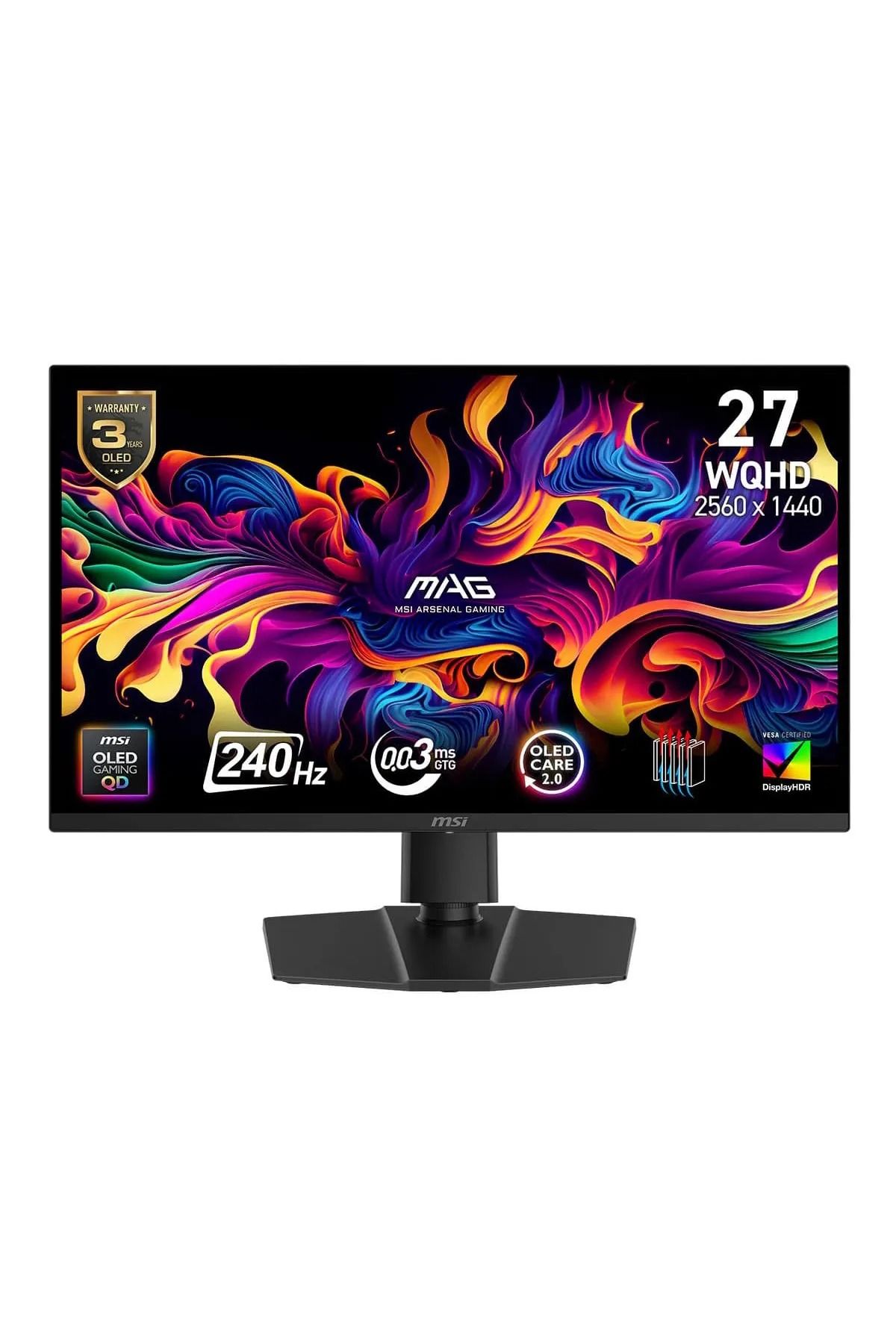 MSI MAG 271QP QD-OLED X24 26.5 inç 240Hz 0.03ms 2K WQHD Adaptive Sync Pivot Gaming Monitör