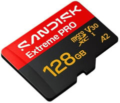 SANDISK Extreme PRO 128GB 250/120MB/s microSDXC UHS-I A2 V30 5K/4K Kamera Drone Hafıza Kartı SDSQXCJ-128G-GS6MA