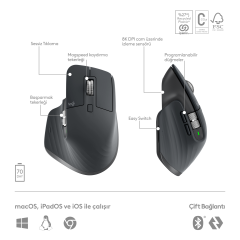 Logitech MX Keys Combo Bilek Destekli Türkçe Klavye ve Mouse Seti 920-011615