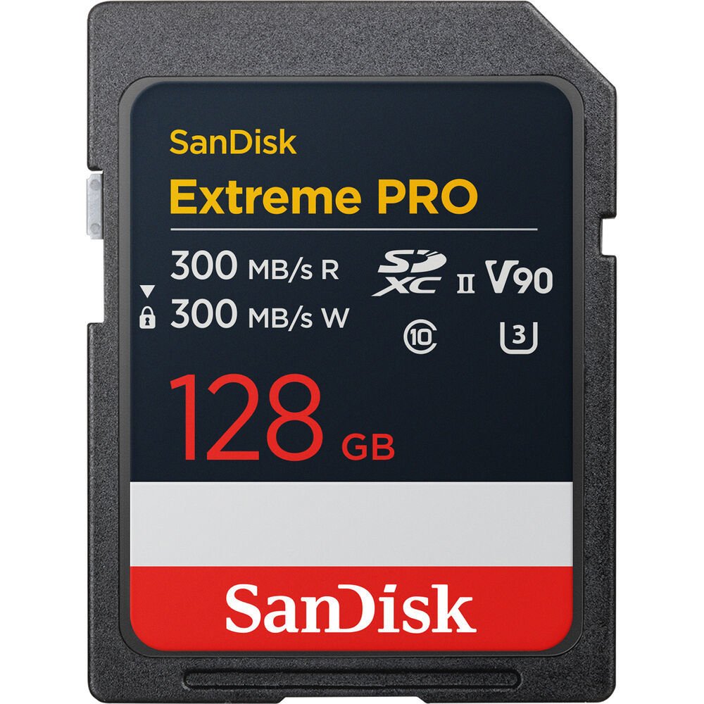 SanDisk Extreme Pro 128GB 300/300MB/s SDXC V90 UHS-II U3 8K/4K UHD Hafıza Kartı SDSDXDM-128G-GN4IN