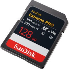 SanDisk Extreme Pro 128GB 300/300MB/s SDXC V90 UHS-II U3 8K/4K UHD Hafıza Kartı SDSDXDM-128G-GN4IN