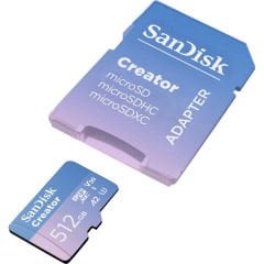 SanDisk Creator 512GB 190/130MB/s microSDXC UHS-I A2 V30 Adaptörlü Hafıza Kartı SDSQXAV-512G-IN6MS