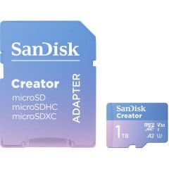 SanDisk Creator 1TB 190/130MB/s microSDXC UHS-I A2 V30 Adaptörlü Hafıza Kartı SDSQXAV-1T00-IN6MS