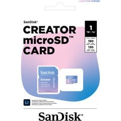 SanDisk Creator 1TB 190/130MB/s microSDXC UHS-I A2 V30 Adaptörlü Hafıza Kartı SDSQXAV-1T00-IN6MS