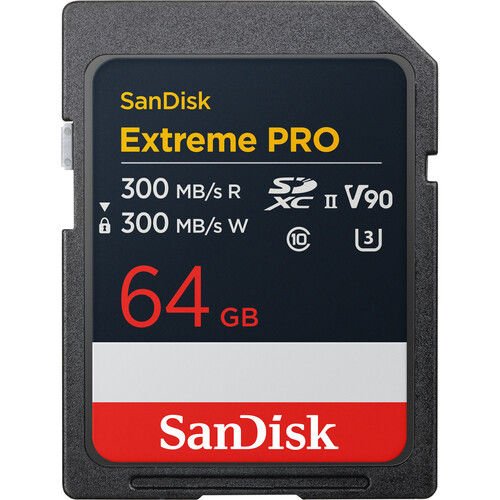 SanDisk Extreme Pro 64GB 300/300MB/s SDXC V90 UHS-II U3 8K/4K UHD Hafıza Kartı SDSDXDM-064G-GN4IN