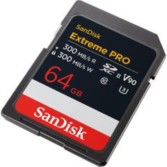 SanDisk Extreme Pro 64GB 300/300MB/s SDXC V90 UHS-II U3 8K/4K UHD Hafıza Kartı SDSDXDM-064G-GN4IN