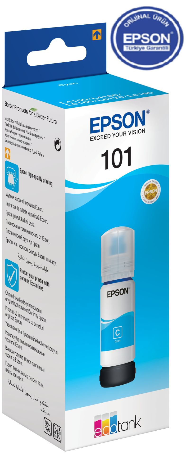 Epson EcoTank 101 70ml Orijinal Cyan (Mavi) Mürekkep Kartuş C13T03V24A