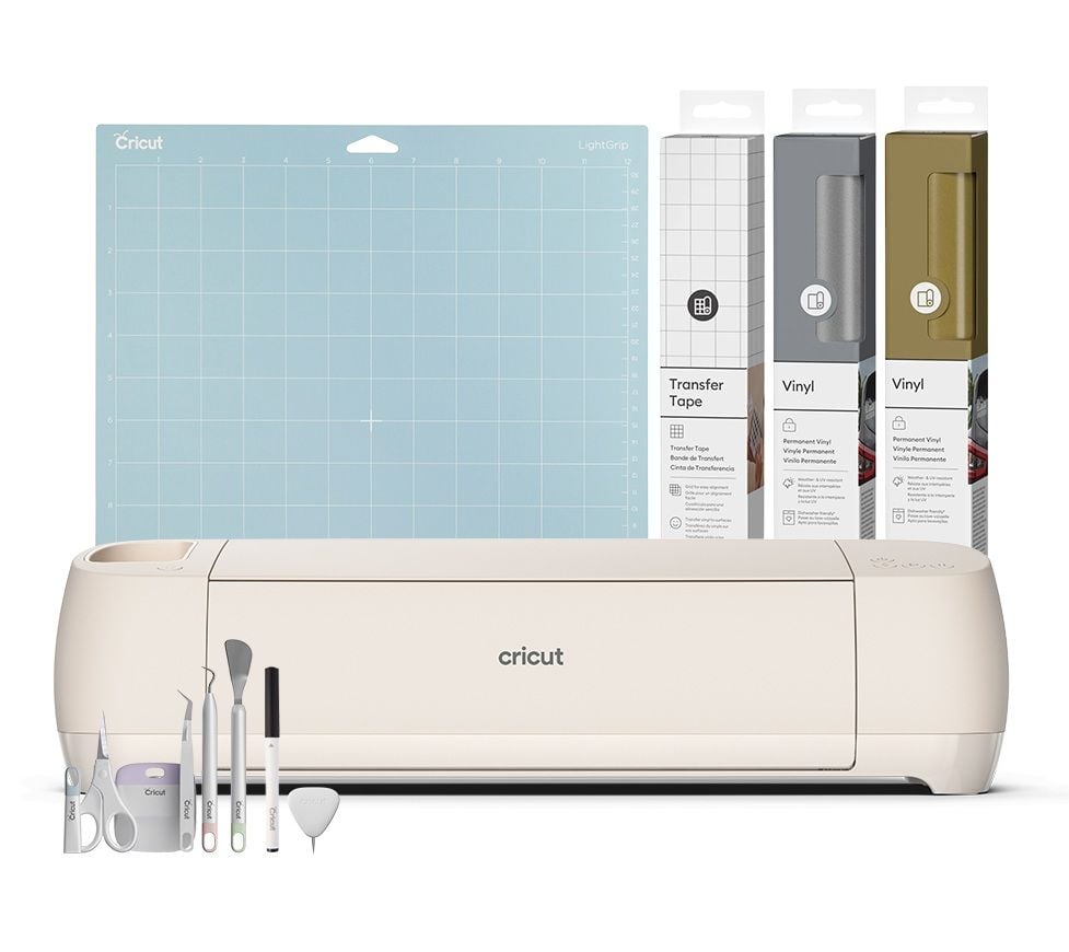 Cricut Explore 4 Kesici Makine Başlangıç Paketi (Makine + Temel Alet Seti + Transfer Bandı 30x120cm + Kalıcı Vinil Folyo Altın & Gümüş)