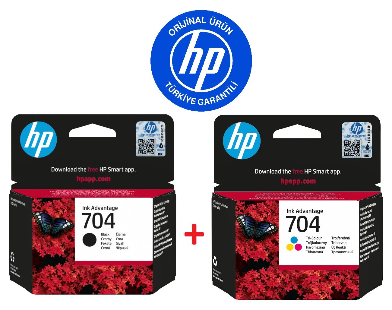 HP 704 Siyah CN692AE + HP 704 Renkli CN693AE Orijinal Kartuş Seti
