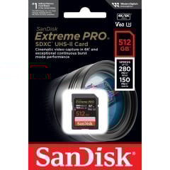 SanDisk Extreme PRO 512GB SDSDXEP-512G-GN4IN 280MB/s UHS-II SDXC 6K-4K UHD Hafıza Kartı