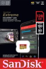 SanDisk Extreme 128GB 190/90MB/s microSDXC UHS-1 A2 4K Hafıza Kartı SDSQXAA-128G-GN6MN