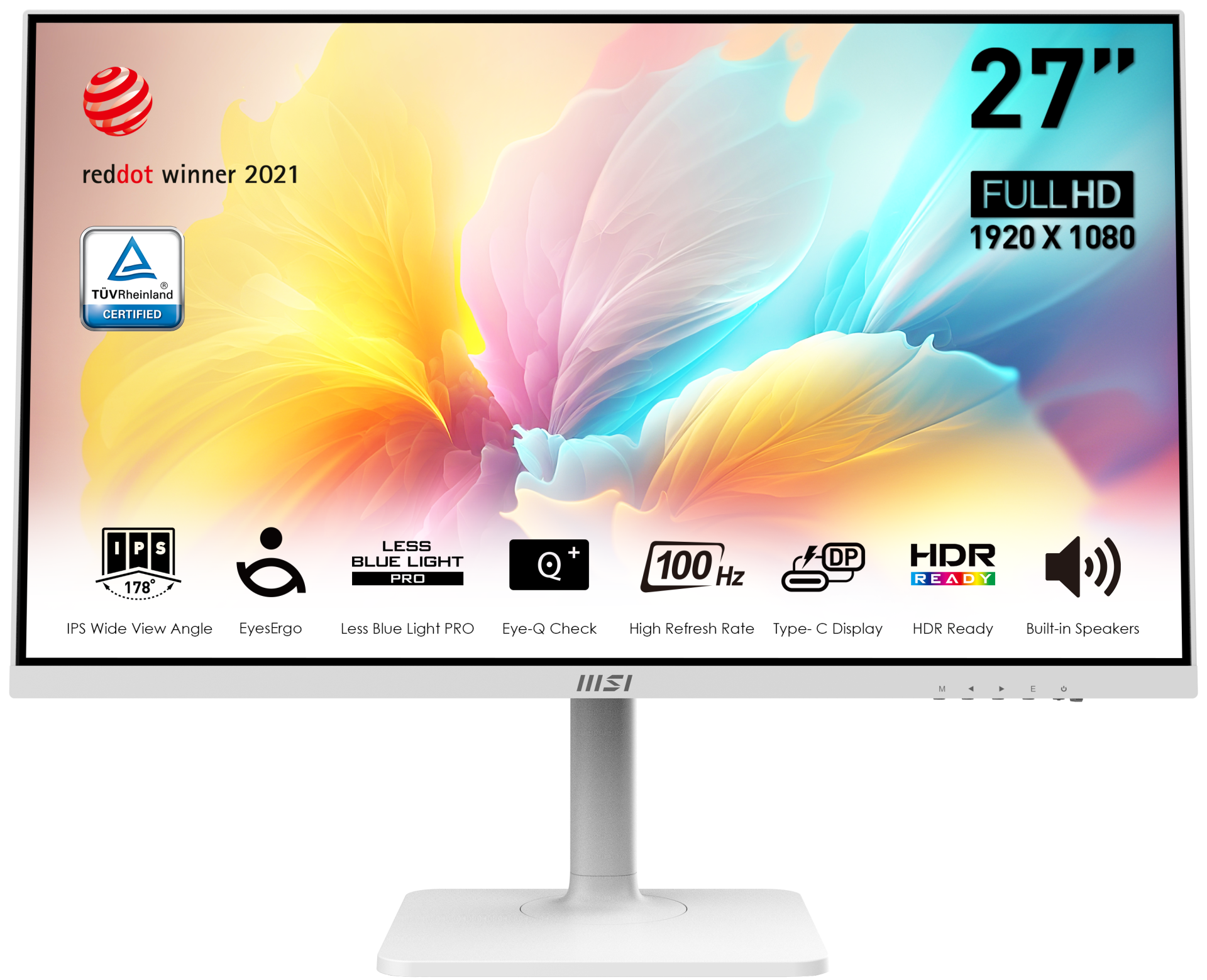MSI MODERN MD2712PW FHD FLAT IPS 100HZ 1MS 27'' ADAPTIVE-SYNC PIVOT BEYAZ TYPE-C MONITOR