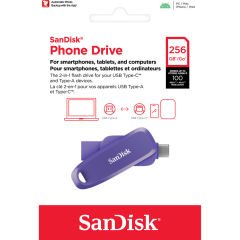 SanDisk Phone Drive 256GB SDDDC6-256G-G46PO USB & Type-C Flash Bellek Purple Opulence