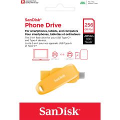 SanDisk Phone Drive 256GB SDDDC6-256G-G46YD USB & Type-C Flash Bellek Yellow Daffodil