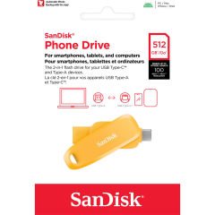 SanDisk Phone Drive 512GB SDDDC6-512G-G46YD USB & Type-C Flash Bellek Yellow Daffodil