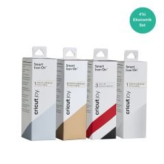 Cricut Joy Smart Iron-On Isı Transfer Vinil (HTV) 4’lü Set (Gümüş, Altın, Siyah&Kırmızı, Beyaz)