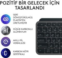 Logitech MX Keys S Bluetooth ve Wireless Kablosuz Klavye 920-011594