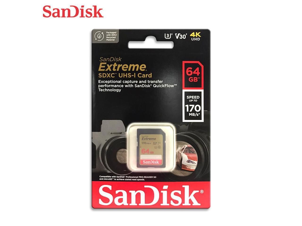 SanDisk SDSDXV2-064G-GNCIN Extreme SDHC/ SDXC UHS-I Card 64GB 170Mb/s C10U3V3