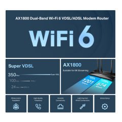 TP-LINK Archer VX1800v AX1800 Mbps Çift Bantlı Fiber Destekli Wi-Fi 6 VDSL/ADSL Modem Router