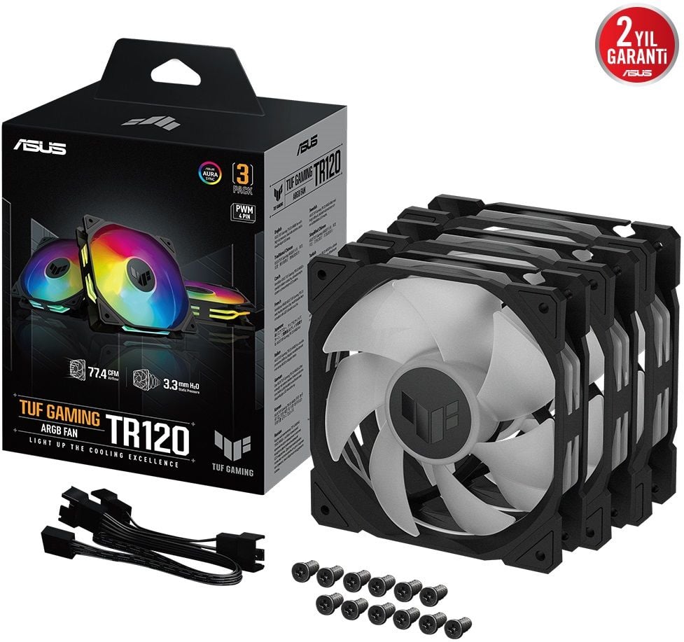 Asus TUF Gaming TR120 ARGB Black 120 mm Fan (3'lü Set) 90DA0090-B09020