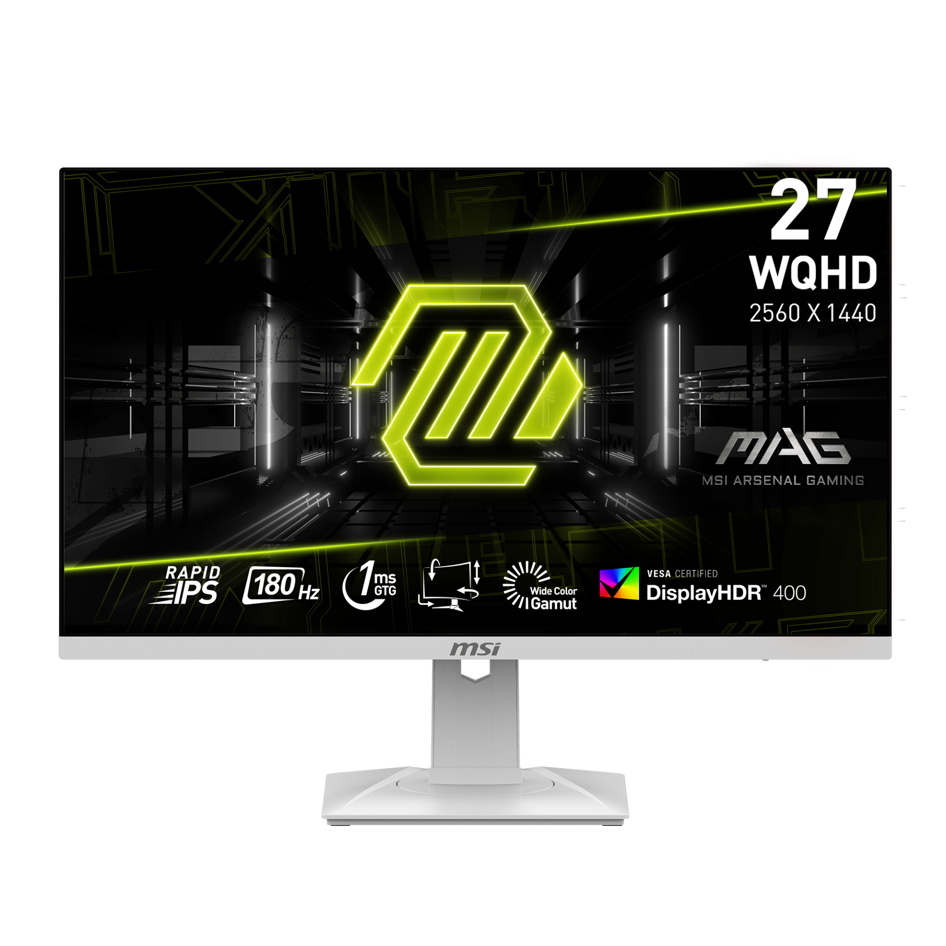MSI MAG 274QRFW 27'' WQHD FLAT RAPID IPS 180HZ 1MS FREESYNC PIVOT BEYAZ GAMING MONİTÖR