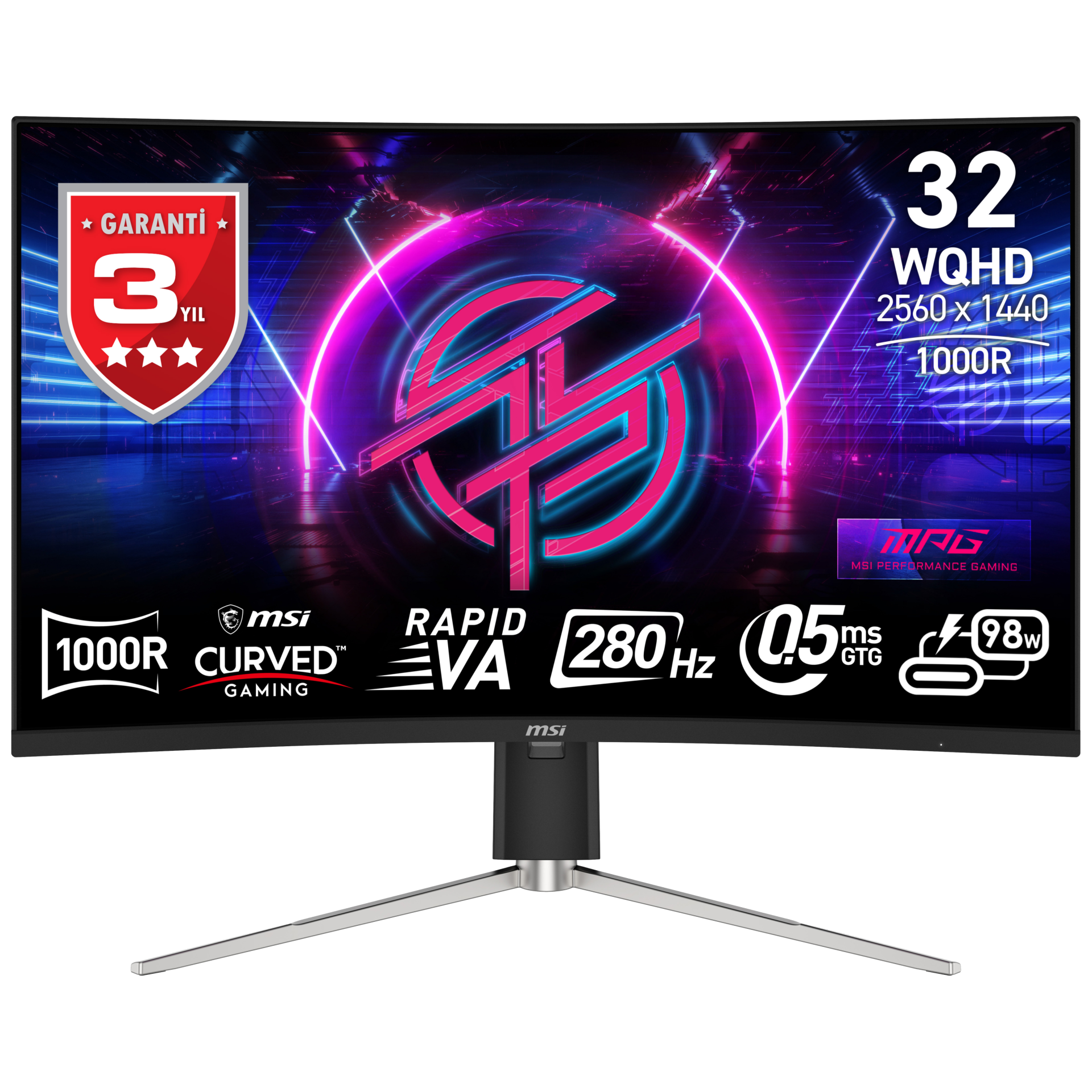 MSI MPG 325CQRXF 31.5'' WQHD CURVE RAPID VA 280HZ 0.5MS ADAPTIVE-SYNC GAMING MONİTÖR